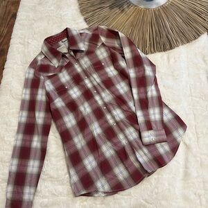 Roper Red and White Plaid Button Down Shirt